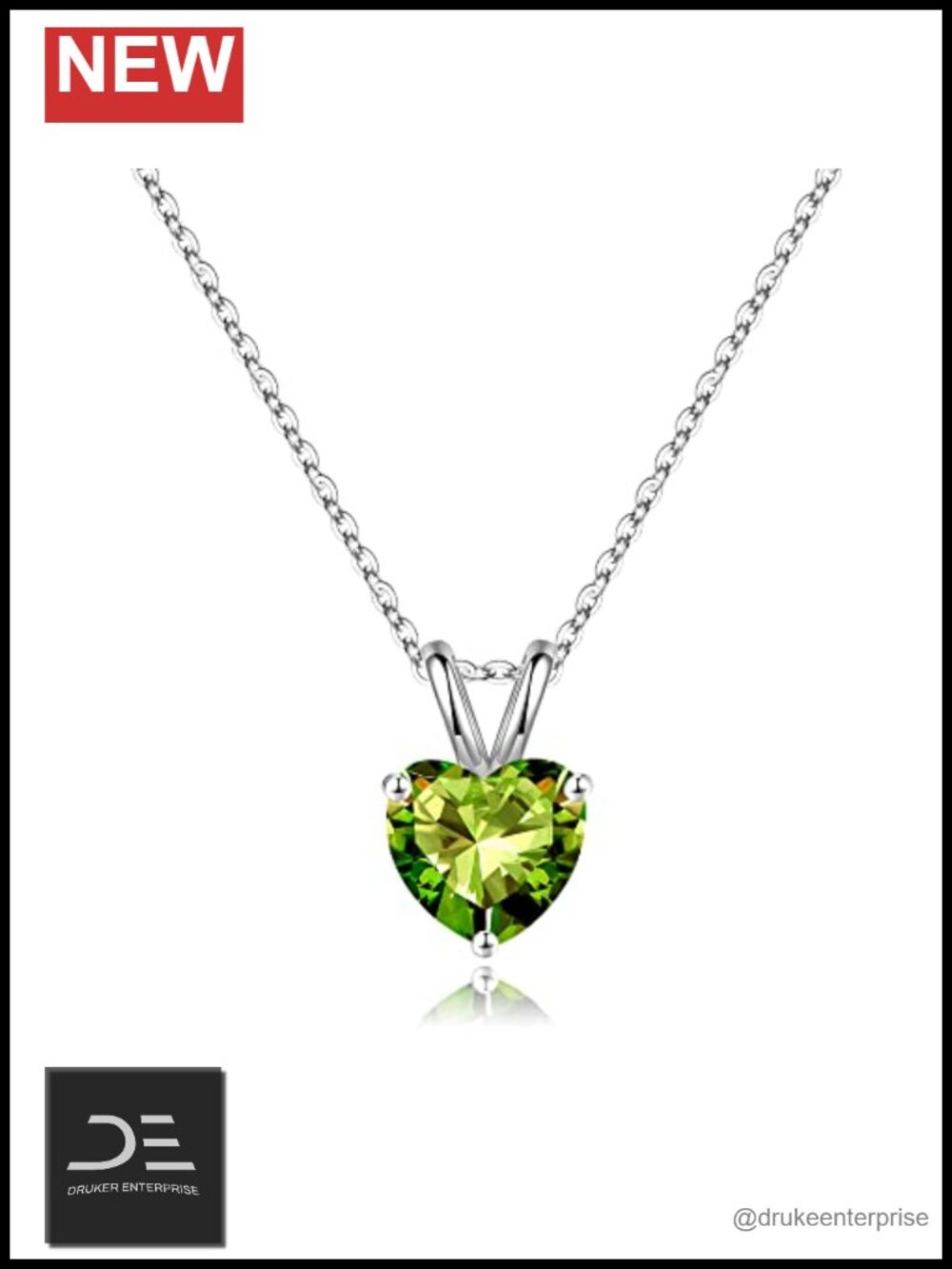 SMILEST Dainty Heart Peridot Necklace 925 Sterling Silver August Birthstone